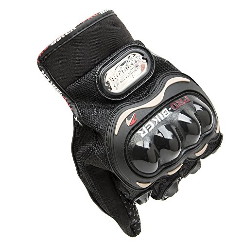 Tonsiki Carbon Fiber Motorcycle Motorbike Cycling Racing Full Finger Gloves (Black, L) - Thumbnail 3