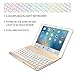 iPad Air 2/iPad Pro 9.7 Keyboard Case, Boriyuan Aluminum 7 Color Backlit Wireless Bluetooth Keyboard Folio Smart Cover with Auto Sleep/Wake for iPad Air 2 & Apple iPad Pro 9.7 - Gold
