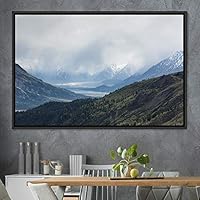Framed Canvas Wall Art Mountainscape Aerial Dramatic Landscape Mountain Top Multicolor Photography Realism Rustic Warm - 16x24 inches