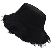 Quanhaigou Frayed Unisex Sun Hats, Fashion Beach Bucket Hat for Men Women,Summer Outdoor Boy's Girls Boonie Cap