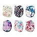 ALVABABY 6 Pack Cloth Diaper with 12 Inserts One Size Adjustable Washable Reusable Diaper Cover for Baby Girls and Boys