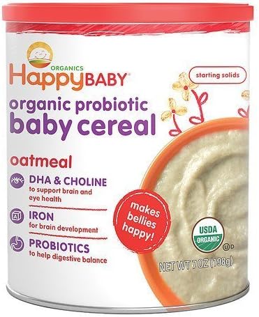 Happy Baby Organic Probiotic Baby Cereal: Oatmeal 7 oz by Happy Bellies