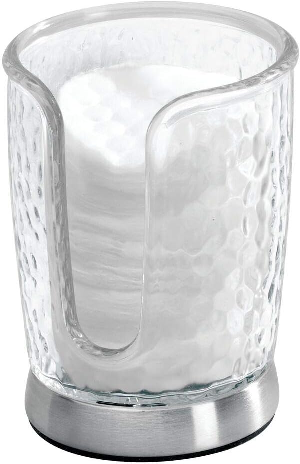mDesign Modern Plastic Compact Small Disposable Paper Cup Dispenser - Storage Holder for Rinsing Cups on Bathroom Vanity Countertops - Clear/Brushed: Home & Kitchen