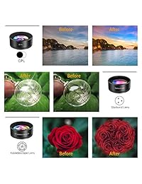 Teléfono de la cámara Len, Wiilkac 12 en 1 Kit de lentes telefónicas con trípode Selfie Stick, Gran angular, Zoom, Macro Len, Lente ojo de pez, CPL, Estallido estelar, Lente de caleidoscopio, Filtros de color compatibles iPhone X   8 7 Samsung