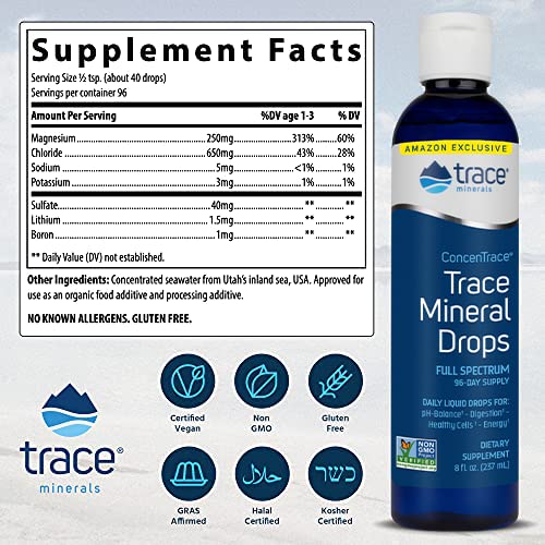 Trace Minerals ConcenTrace Drops 72+ Minerals, Ionic Liquid Magnesium