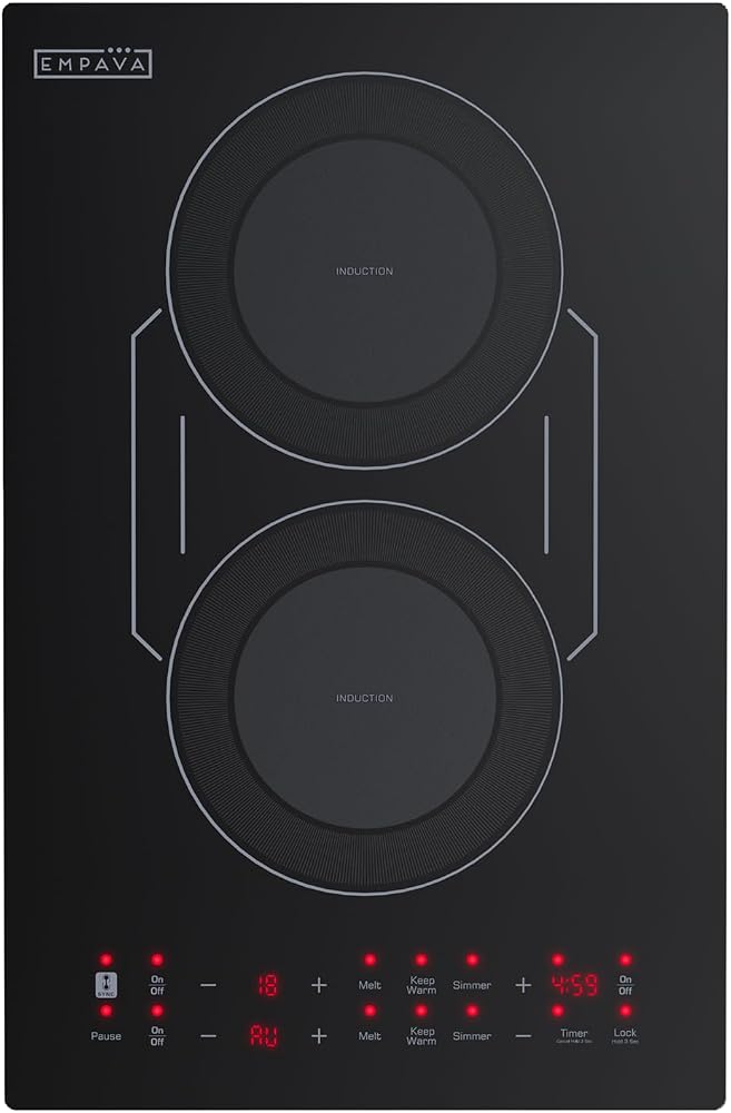 Empava Flex Induction Cooktop 2 Burner, Vert. Countertop/Drop-in, Plug in | cTUVus Certification, Bridge-SYNC, 3 Preset Modes