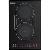 Empava Flex Induction Cooktop 2 Burner, Vert. Countertop/Drop-in, Plug in | cTUVus Certification, Bridge-SYNC, 3 Preset Modes, 18 Power Levels, 1-299 Min Timer, Pan Sensor, Safety lock, Pause, 1800W
