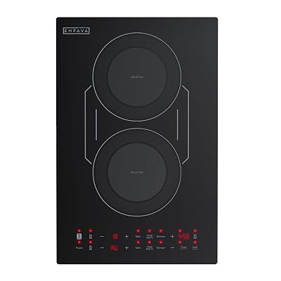 Empava Double/Dual Induction Cooktop 2 Burner, Shatter-proof Flat Glass Top, Bridge-SYNC, 3 Preset Modes, Bulit-in/Countertop, 110~120 Volt Plug in Electric Stove for Kitchen, RV, Outdoor Camping