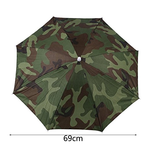 Smartlove1P Portable Outdoor Sports 69cm Umbrella Hat Cap Folding Women Men Umbrella Fishing Hiking Golf Beach Headwear Handsfree Umbrella CH - Thumbnail 7