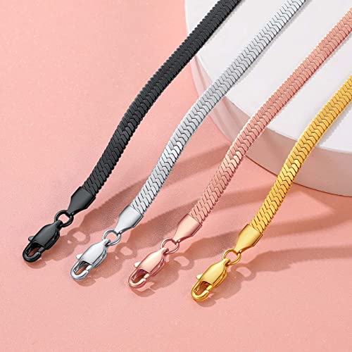 FindChic Tobillera Cadena Serpiente Plana 3mm/5mm Ancho Tobilleras Pulseras Mujer Acero Inoxidable Tobillera para Verano Playa 22cm+5cm