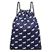 Miss Lulu Gym Drawstring Bags Lightweight Canvas Casual Backpack Sport Sackpack Horse Print (1406H Navy)