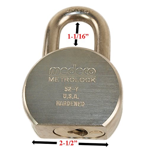 Medeco 527000 Series 21/2" Wide Body Metro Lock Padlock with 2 High Security Keys