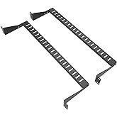 JINGCHENGMEI 2 Pack of 1U 19-Inch Rack Mount Cable Management Cross Bar | Metal Depth Adjustable Horizontal Cable Lacing Bracket Bar Panel, Black (1U2PCS)