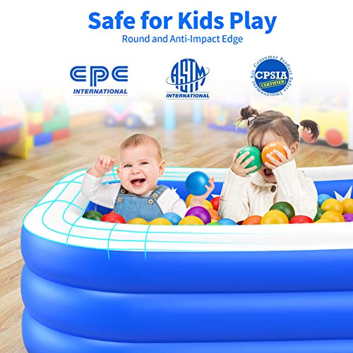 Plastic Kiddie Pool, 96"X56"X22" Inflatable Kids Pool, FullSized