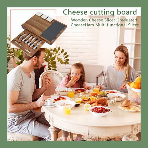 Louis Donné Premium Bamboo Cheese Board Knife Set - 5 Stainless Steel Knives 100% Natural Organic Bamboo Charcuterie Platter Multi Serving Tray for Cheese Meat for Christmas Weddings