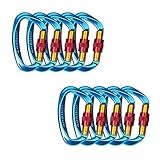 25KN Rock Climbing Carabiner , D-shaped Hot-forged Magnalium Locking Climbing Hook Holds 5511lbs with Screwgate Clip Climber Hiking Karabiner Outdoor Sport Tools CE Certified (Blue, 10 pack)