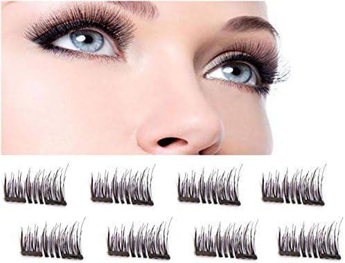 Upgraded Longer Magnetic Eyelashes -Cover the entire eyelids, Prevent allergy, No Glue, reuse, Dual Magnets, Magic 3D Lashes Extension - Ultra Soft &amp; Natural Look Handmade (8 Pieces)