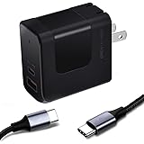 USB C Charger 65W Fast Charger (Dual Port USB C PD3.0 & USB A) with GaN Fast Technology Charger for MacBook Pro/Air, Dell XPS