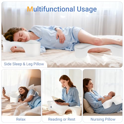 Side Sleeper Pillows with Arm Holes- Memory Foam Shoulder Pillow for Side Sleepers Neck Support & Rotator Cuff Pain Relief, 2PCS Pillowcase, Ergonomic Knee, Leg, Arm Pillow for Adults (Grey)