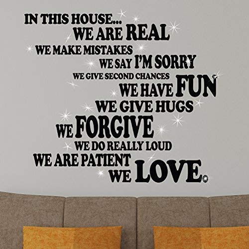 Wall Stickers Swarovski Crystals & Family Rules-II Murals Decals Home Decoration Living Room Nursery Restaurant Cafe Office Décor