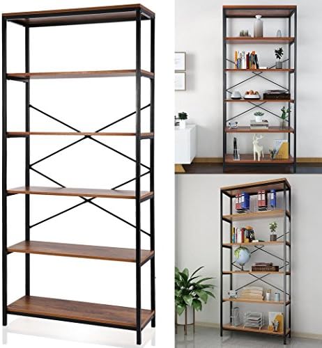 Utheing Book Shelf- 5-tier Wooden Free Standing Multipurpose Bookcase Organizer Vintage Rustic Display shelf Etagere for Home office
