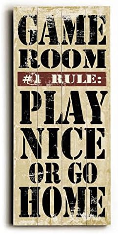 Game Room Rules by Artist Misty Diller 10"x24" Planked Wood Sign Wall Decor Art