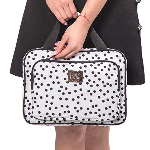 Large Polka Dot Travel Cosmetic Bag - Large Hanging Travel Toiletry And Cosmetic Organizer With Many Pockets (white polka dot) 7 Large Polka Dot Travel Cosmetic Bag - Large Hanging Travel Toiletry And Cosmetic Organizer With Many Pockets (white polka dot)