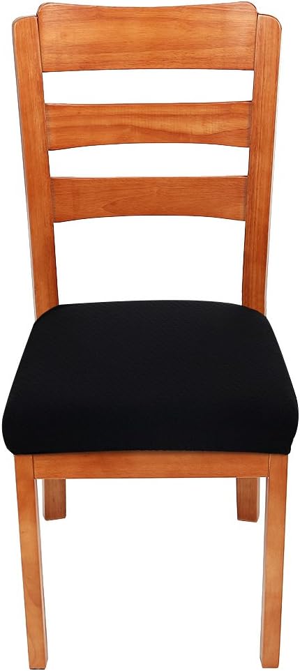 smiry Stretch Chair Seat Covers for Dining Room Black Set of 2 Jacquard Dining Chair Seat Protectors Chair Slipcovers - Image 3