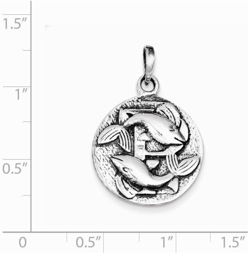 Jewelry Sterling Silver Polished Antique Finish Pisces ...