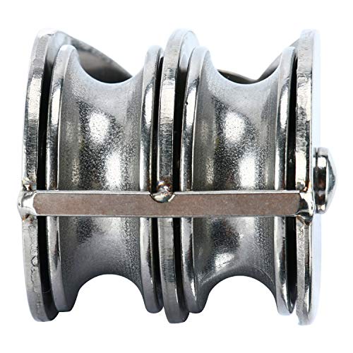 DasMarine 2 Pack M50 Lifting Double Pulley Block 304 Stainless Steel Crane Swivel Hook Double Pulley Roller Loading (M50 Double Pulley; 2 Pack)