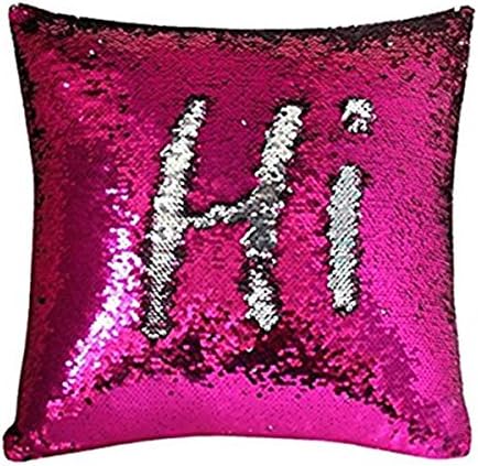 Cushion Glitter Sequins Pillow Case Cafe Home Cushion Cover (red silver)