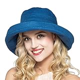 HH HOFNEN Summer Cotton Linen Packable Bucket Sun Hats for Women Fold-up Boonie Fishing Hat