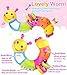 Coolecool Lovely Worm Rattle Toys Baby Toys 6 to 12 Months with Rotary Head, Holding Rings, Colorful Beads, Small Mirror and Twisting Game (Multicolored)