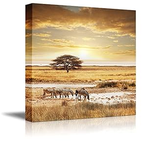 Beautiful Landscape Scenery of African Safari at Sunset Wall Decor