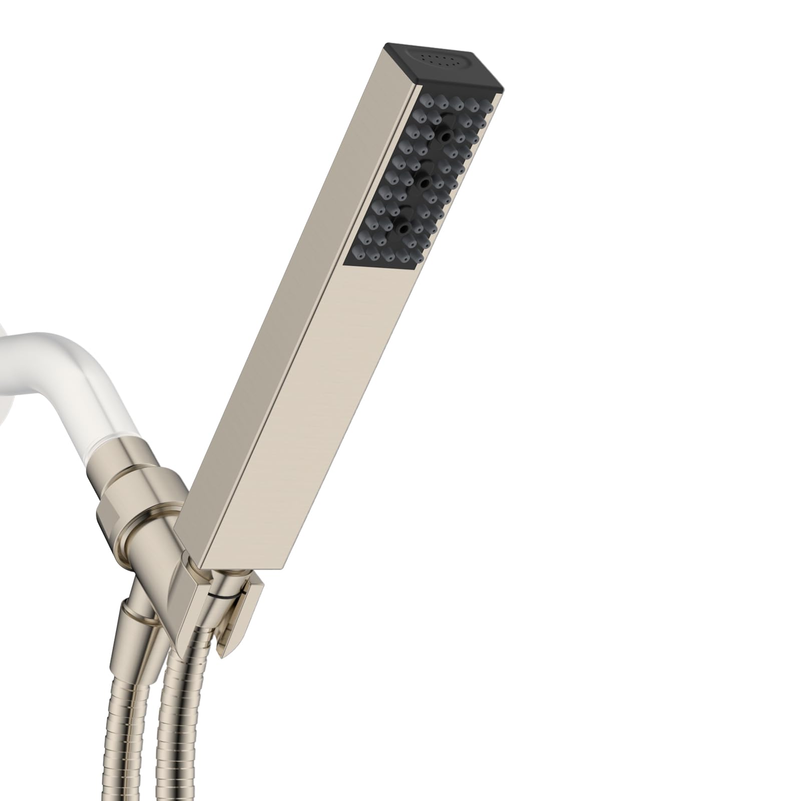 Photo 1 of Hibbent All Metal Handheld Shower Head, High Pressure Upgraded 4 Spray Stainless Steel Showerhead, Built-in Power Wash to Clean Tub & Pets, Adjustable Brass Holder, 71" Hose, Brushed Nickel