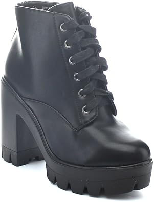 lace up chunky heel combat boots