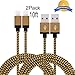 Mribo 2pcs 10FT Lightning Cable Popular Nylon Braided Charging Cable Cord for iphone 6s, 6s+, 6+, 6,5s 5c 5,iPad Mini, Air,iPad5,iPod on iOS9(brown and black)