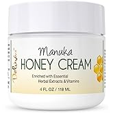 Deluvia Manuka Honey Cream | Hydrating & Soothing Moisturizer Face & Body Lotion | for Sensitive Skin, Eczema, Psoriasis & Dermatitis | 4 ounce