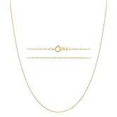 Gacimy Gold Cable Chain for Women 14K Real Gold Plated, 1mm 1.3mm 1.5mm 1.8mm Width 16" 18" 20" 22" 24" Length with 2" Extension Chains