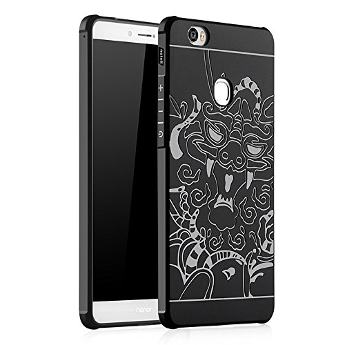 Huawei Honor Note 8 Case, LWGON Shockproof Silicone Protective Case for Huawei Honor Note 8 Dragon 3d Design Cases (3D black)