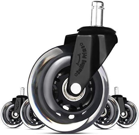 Rollerblade Replacement Office Chair Casters - By Smiling Prime: (Set Of 5) Universal Fit Desk Chair Wheels - Heavy Duty 3 Inch Tire For Smooth And Quiet Rolling - Safe For All Floors And Carpets