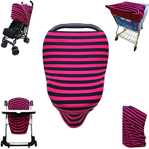 Luvit 5-in-1 Baby Car Seat Canopy, Stroller Canopy, Shopping Cart Cover, High Chair Cover and Nursing Cover All-In-One Universal Fit in Pink and Black