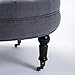 Simhoo Large Round Tufted Lined Ottoman Coffee Table with Casters,Grey Upholstery Button Footstool Cocktail with Wheels for Living Room