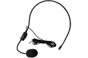 Head-Mounted Wired Microphone 3.5mm Jack Condenser MIC for Voice Amplifier Amp Loudspeaker, Flexible Wired Boom for Voice Amp