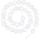 Hobbspring About 30Pcs Shell Pearl Beads 10~13.5mm Natural Freshwater Flat Round Seashell Bead White Disc Coin Beads for Jewelry Necklace Bracelets Earrings Making DIY Crafts