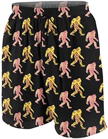 Repeat Ape-Man Geomatric Pattern Beach Shorts Teen's Loosing Design Breathable Swim Pants with Pockets Non-Fading Trunks for Vacation