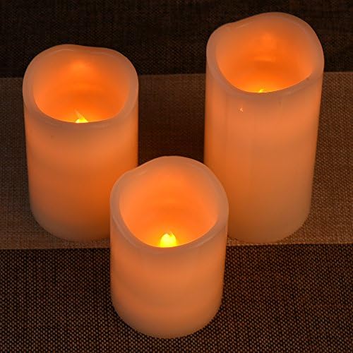Flameless Candles, Led Votive Pillar Candles with Remote Timer,Battery Operated Powered, Electric Candles for Party Lights Centerpiece Lanterns and Wedding Decoration( Yellow Amber)