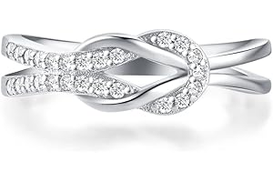 KIFUTENG Mother Daughter Rings Best Friend Knot Rings 925 Sterling Silver Knot Ring Dainty CZs Stacking Square Ring Bands for Women Girls Promise Rings for Her Jewelry Mothers Day Gifts for Mom