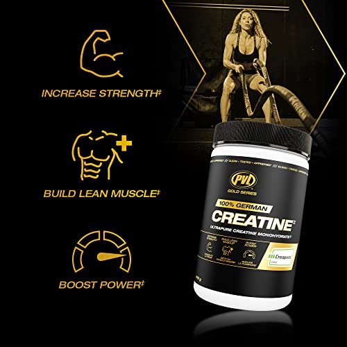 PVL Creapure Creatine Monohydrate Powder – 100% Pure Micronized Creatine Supplement for Women & Men, Unflavoured, Informed-Choice Tested, 82 Servings, 410g