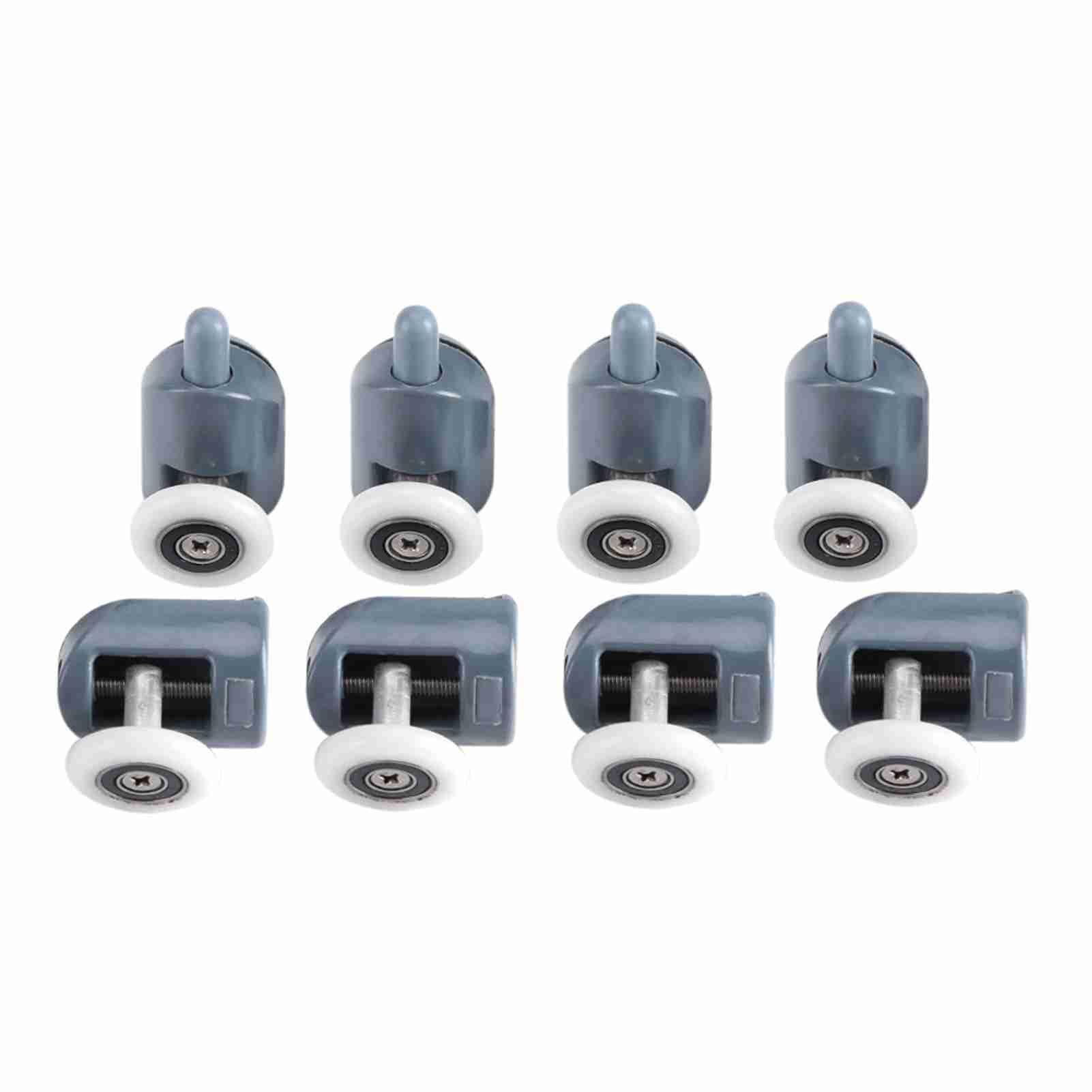 Zerodis 8Pcs Shower Door Rollers (4 Upper+4 Bottom Rollers +Screw+Cover Caps) - Single Wheel - DIY Replacement Parts for Glass Doors 4-8mm Thick